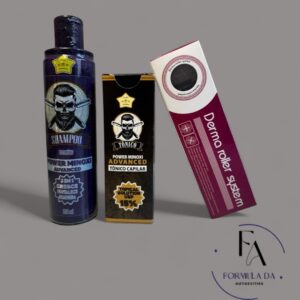kit tratamento completo ultra minox – shampoo + tônico + derma roller